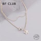 925 Silver Star Ball Chain Choker Necklace For Women Wedding Party Birthday