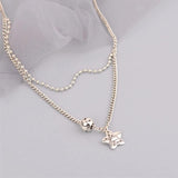 925 Silver Star Ball Chain Choker Necklace For Women Wedding Party Birthday