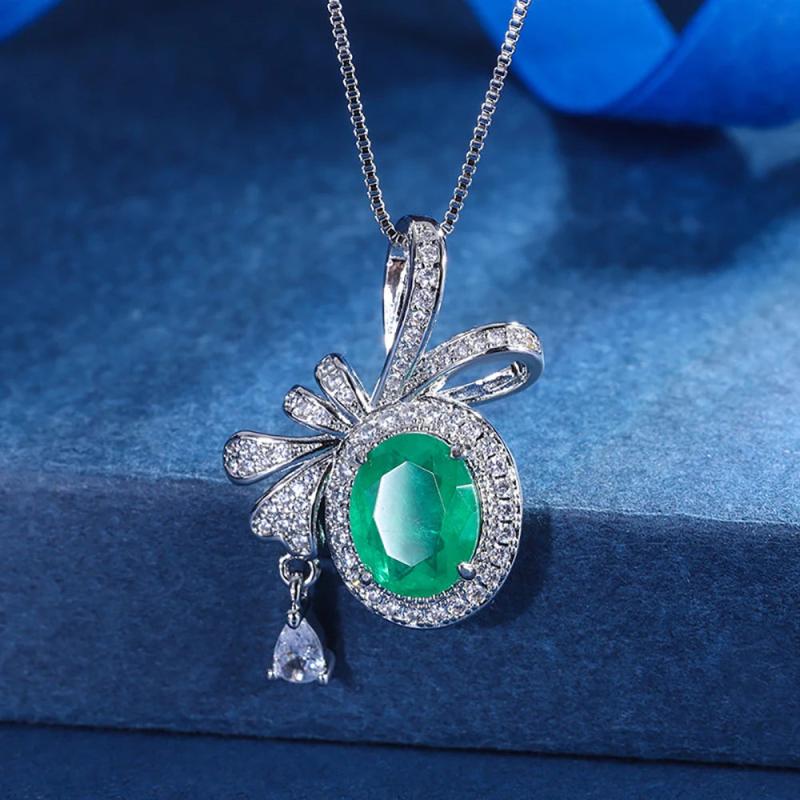 Vintage Ruby Emerald Paraiba Tourmaline Pendant Necklace for Women