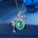 Vintage Ruby Emerald Paraiba Tourmaline Pendant Necklace for Women