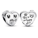 925 Sterling Silver Heart House Home Beads Charms for Bracelet Necklace DIY