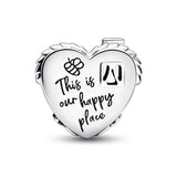 925 Sterling Silver Heart House Home Beads Charms for Bracelet Necklace DIY