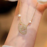 Hetian Jade Heart Necklace Romantic Interlocking Clavicle Chain Silver Jewelry