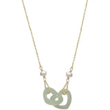 Hetian Jade Heart Necklace Romantic Interlocking Clavicle Chain Silver Jewelry