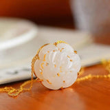 Natural Hotan Jade Necklace Pendant Chinese Retro Silver Jewelry