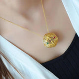 Natural Hotan Jade Necklace Pendant Chinese Retro Silver Jewelry