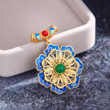 Retro Palace Flower Necklace Hanfu Accessories Chalcedony Pendant Chain Jewelry