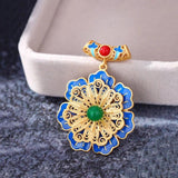 Retro Palace Flower Necklace Hanfu Accessories Chalcedony Pendant Chain Jewelry