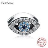 925 Silver Evil Eye Zirconia Bead Charm for Bracelet