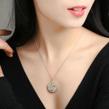 Sterling Silver Hetian Jade Plum Blossom Pendant Necklace