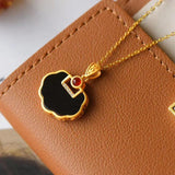 Natural Hetian Chalcedony Pendant Necklace with Silver Inlay