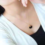 Natural Hetian Chalcedony Pendant Necklace with Silver Inlay