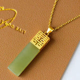 Elegant Hetian Sapphire Square Pendant Crafted in Silver