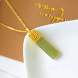 Elegant Hetian Sapphire Square Pendant Crafted in Silver
