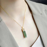 Elegant Hetian Sapphire Square Pendant Crafted in Silver