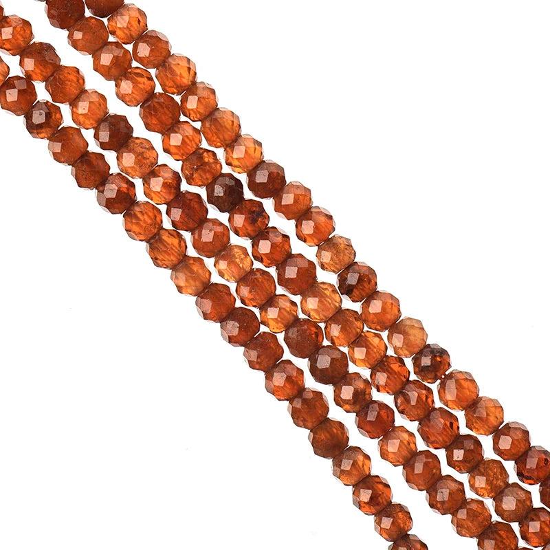Faceted 3mm-2mm Natural Orange Garnet Loose Stone Beads 15inch