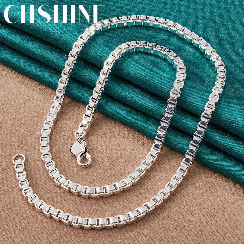 925 Silver 4mm Square Necklace Wedding Charm