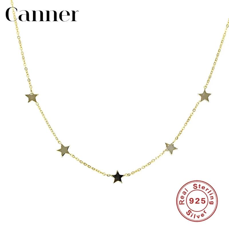 925 Silver Choker Star Pendant Necklace Zircon Jewelry