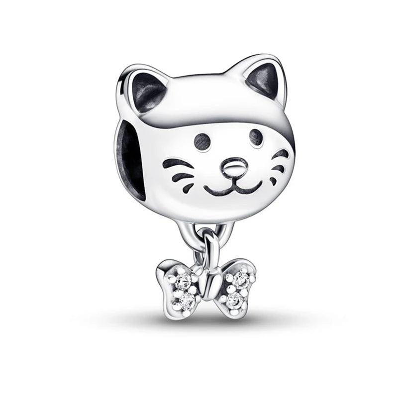 925 Sterling Silver Cat Charms Beads for Charm Bracelet Necklace