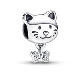 925 Sterling Silver Cat Charms Beads for Charm Bracelet Necklace