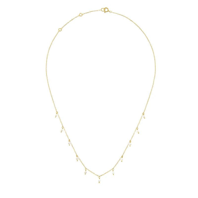 925 Silver Pearl Pendant Necklace Multilayer Chain Wedding Jewelry