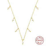 925 Silver Pearl Pendant Necklace Multilayer Chain Wedding Jewelry