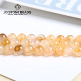 Natural Yellow Gum Flower Quartz Round Spacer Beads 15''