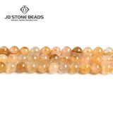 Natural Yellow Gum Flower Quartz Round Spacer Beads 15''