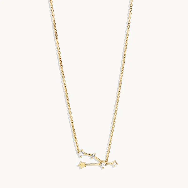 925 Silver Zodiac Constellation Pendant Necklace Sparkling Zircon Charm Gift