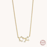 925 Silver Zodiac Constellation Pendant Necklace Sparkling Zircon Charm Gift
