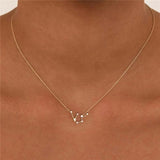 925 Silver Zodiac Constellation Pendant Necklace Sparkling Zircon Charm Gift