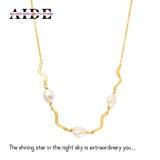 925 Silver Retro Wavy Clavicle Chain Pearl Pendant Necklaces