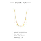 925 Silver Retro Wavy Clavicle Chain Pearl Pendant Necklaces