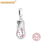 925 Silver Children's Flower Slippers Charm Beads