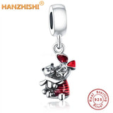 925 Silver Rabbit Embraces Bear Dangle Charm Beads for Bracelet Necklace