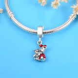 925 Silver Rabbit Embraces Bear Dangle Charm Beads for Bracelet Necklace