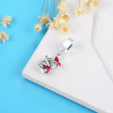 925 Silver Rabbit Embraces Bear Dangle Charm Beads for Bracelet Necklace