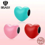 925 Sterling Silver Enamel Heart Charms DIY Jewelry Making ECC1986