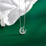 925 Silver Little Prince Star Moon Pendant Necklace