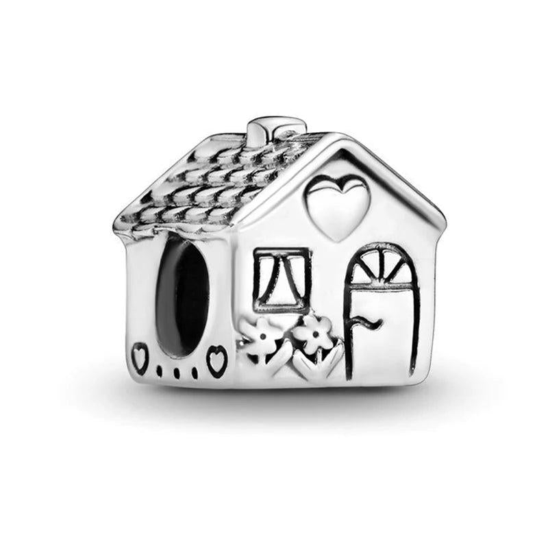 925 Silver Mini House Charms Beads for Bracelet Necklace Making