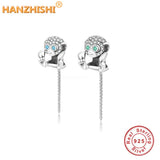 925 Silver Clear Zircon Monkey Charm Bead Necklace Bracelet DIY