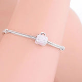 925 Silver Pink Enamel Shopping Bag Bead Charm for Bracelet Jewelry Making