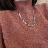 925 Silver Double Chain Choker Necklace for Women