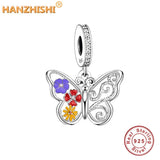 925 Sterling Silver Mix Flower Dragonfly Dangle Charms