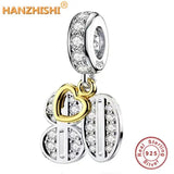 925 Sterling Silver Number 15 Heart Dangle Charms Beads