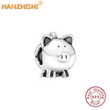 925 Sterling Silver Zodiac Pig Charm Bead for Bracelet Necklace