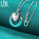 925 Silver Heart Pendant Necklace 16-30 Inch Chain Wedding Jewelry