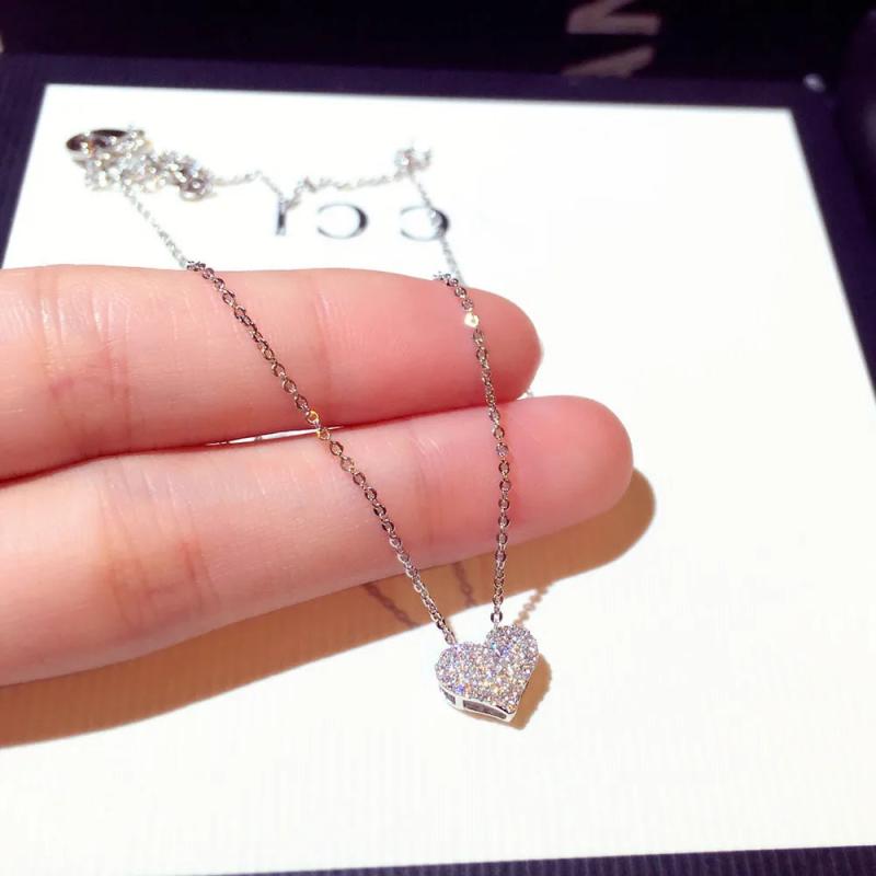 14k Zircon Love Necklace - High End Banquet Wedding Jewelry