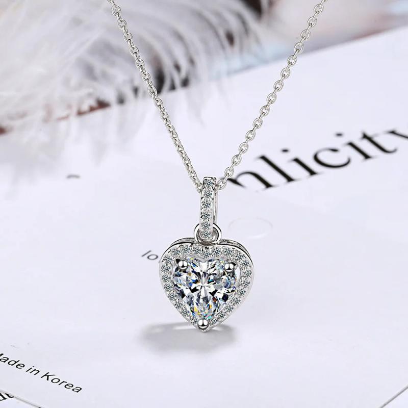 925 Silver Heart Pendant Necklace Women