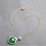 Lab Emerald Pendant Necklace Chain Necklace Heart Stones Choker Necklace